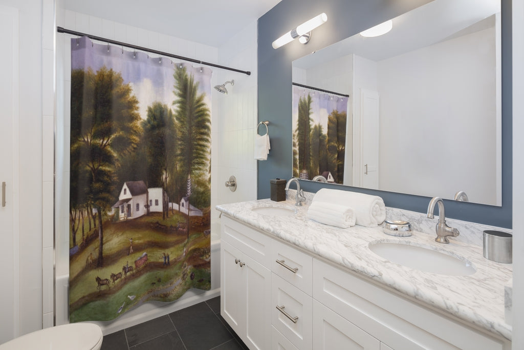 Staten Island New York Farmhouse Painting Art Shower Curtain