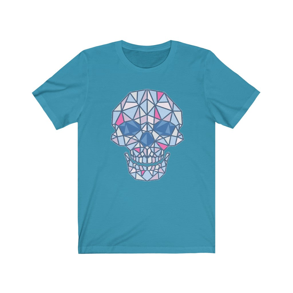 Abstract Skull Shirt Pink and Blue Unisex Jersey Short Sleeve Tee