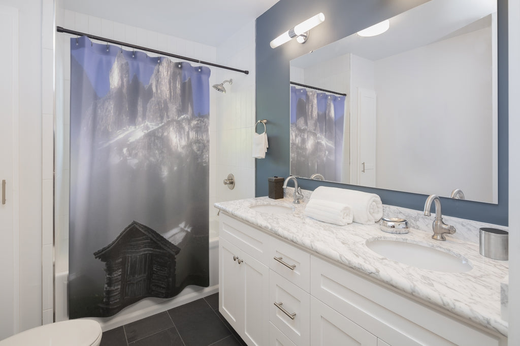 Farmhouse in the Dolomites Mountain Shower Curtain
