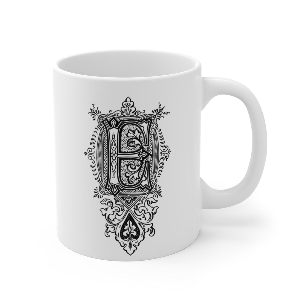 Monogram Initial Letter E Ceramic Coffee Mug 11oz