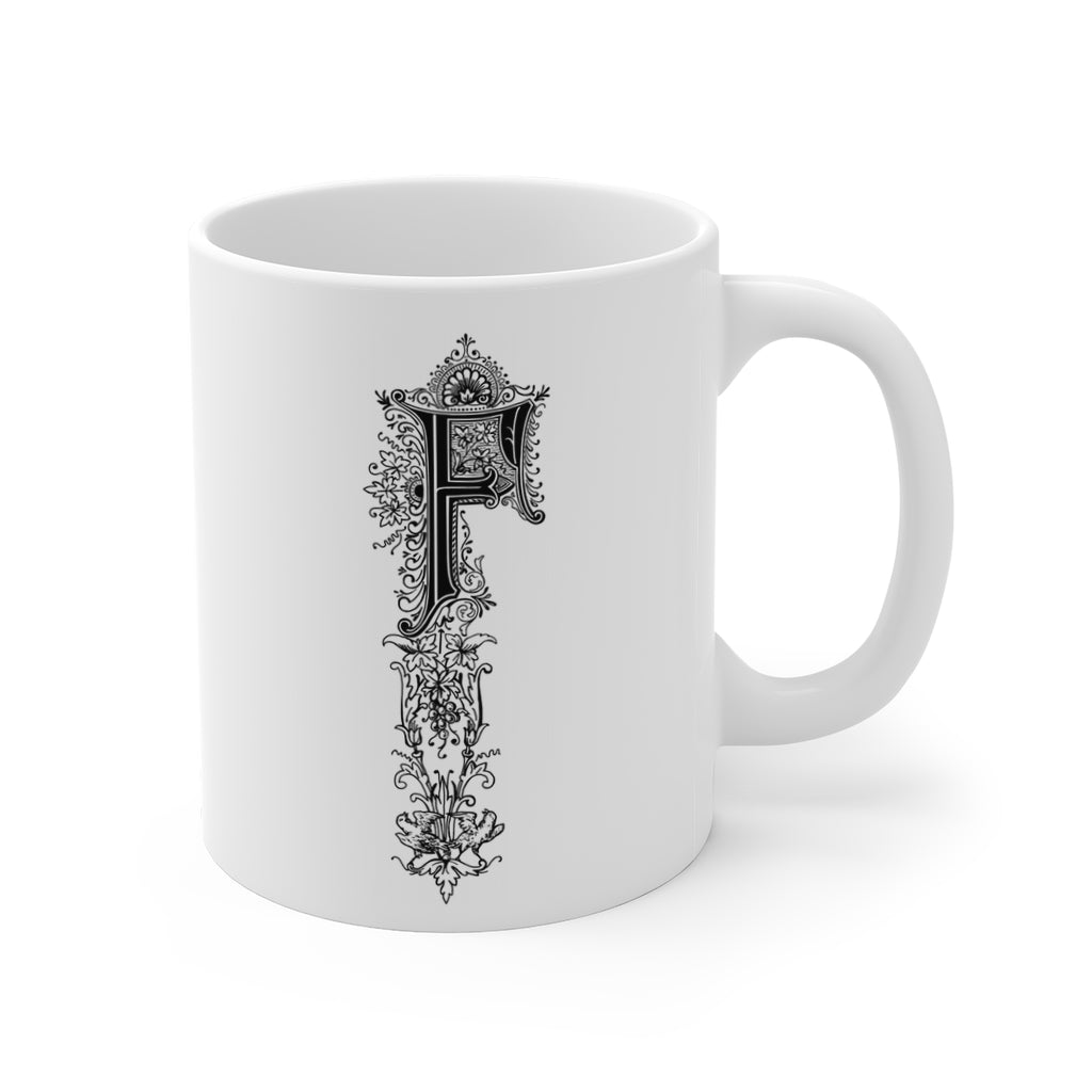 Monogram Initial Letter F Ceramic Coffee Mug 11oz
