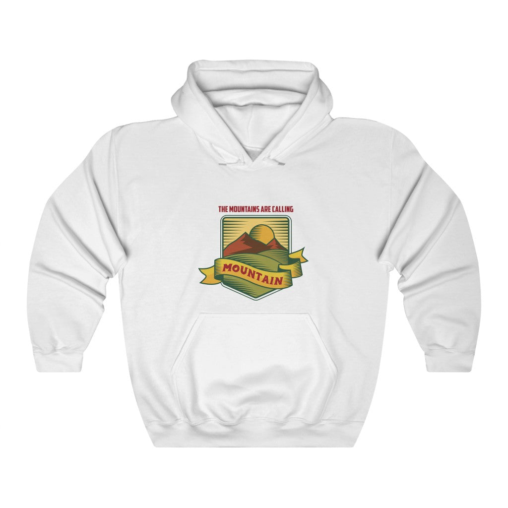 The Mountains are Calling Mountain Badge Unisex Heavy Blend™ Hooded Sweatshirt