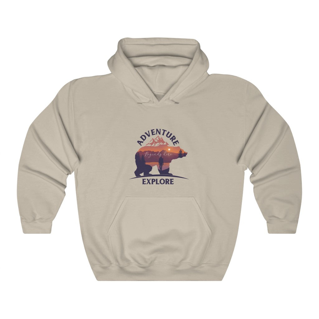 Adventure 3: Adventure Begins Here Explore Unisex Heavy Blend™ Hooded Sweatshirt