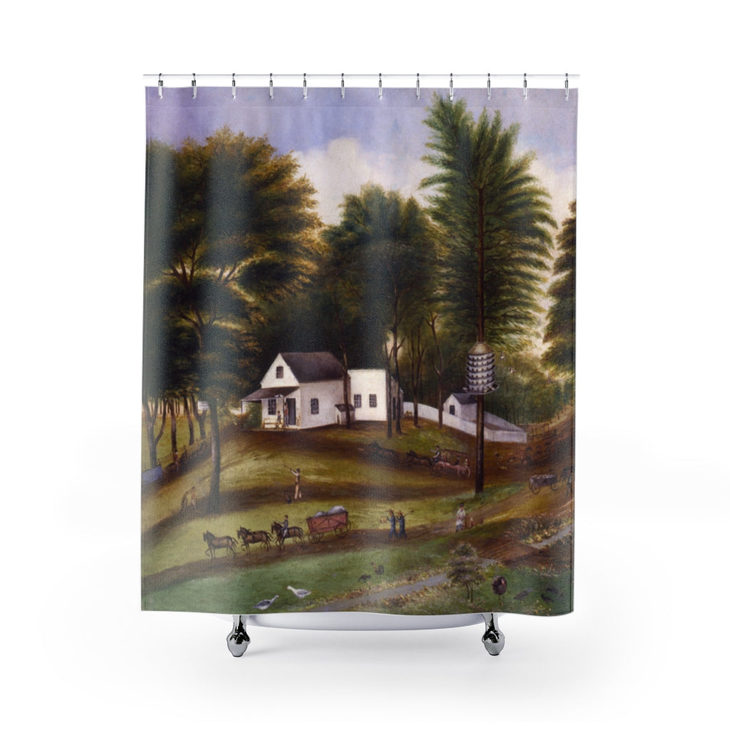 Staten Island New York Farmhouse Painting Art Shower Curtain