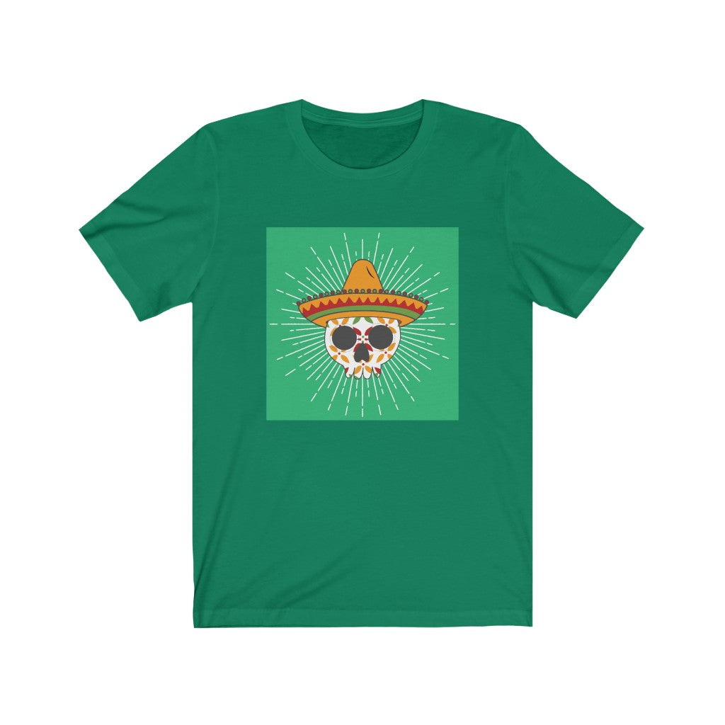 Sugar Skull with Sombrero Shirt Unisex Jersey Short Sleeve Tee