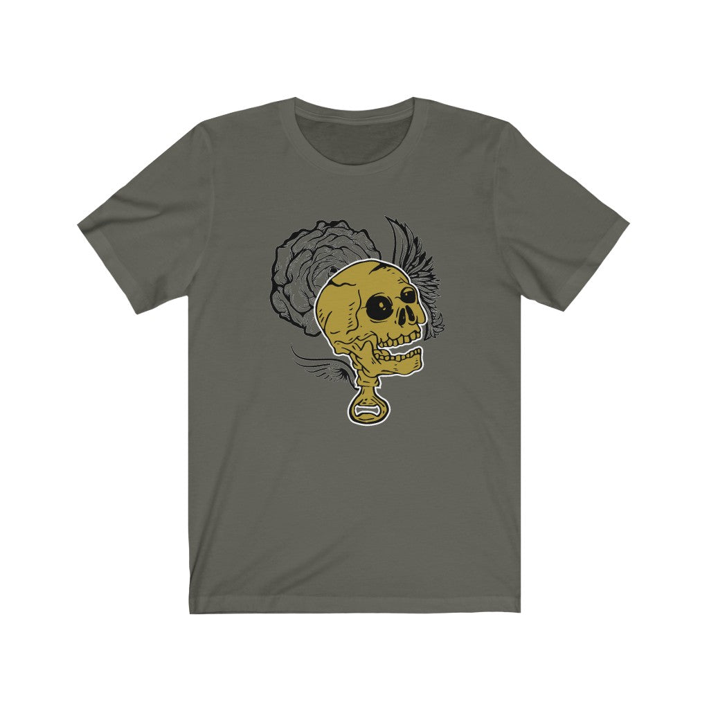 Skull Shirt with Flower and Wings Unisex Jersey Short Sleeve Tee