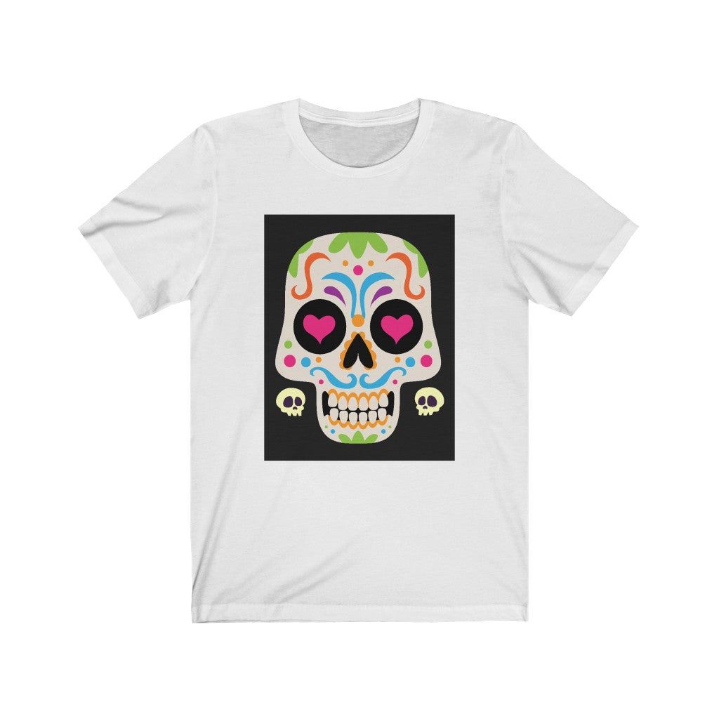 Pink Sugar Skull Shirt with Hearts Unisex Jersey Short Sleeve Tee