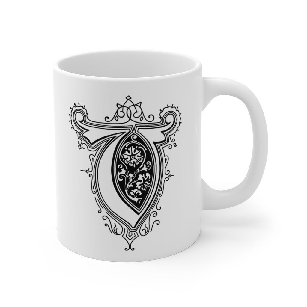 Monogram Initial Letter V Ceramic Coffee Mug 11oz