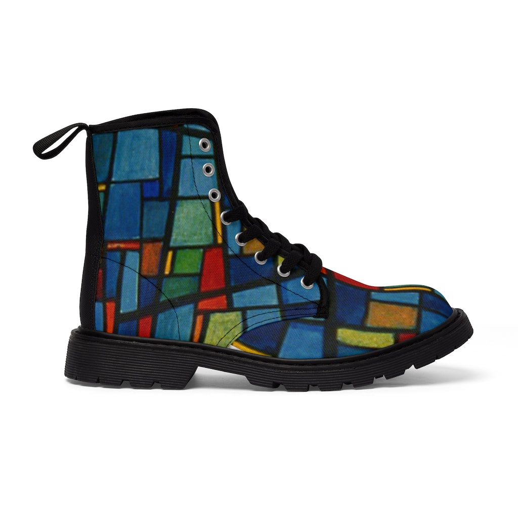 Abstract Art Stained Glass Window Women's Canvas Boots