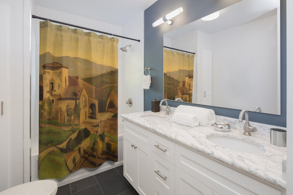 Tuscan Farmhouse Painting Art Shower Curtain