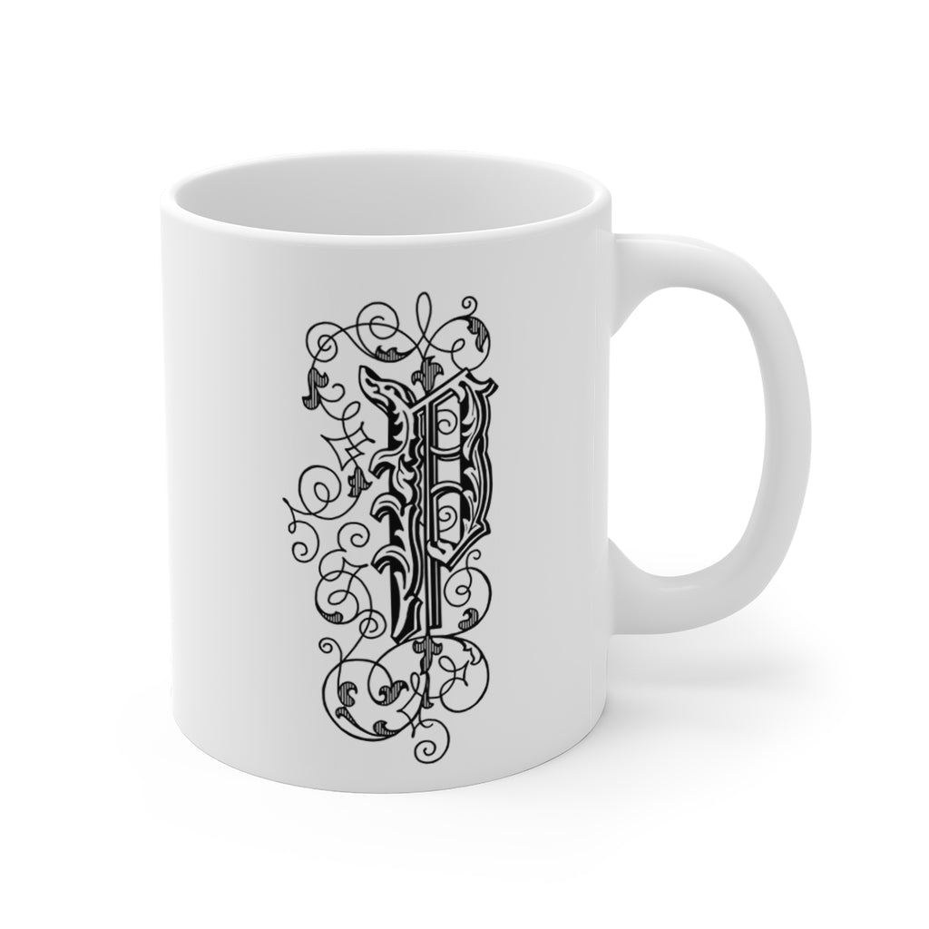 Monogram Initial Letter P Ceramic Coffee Mug 11oz