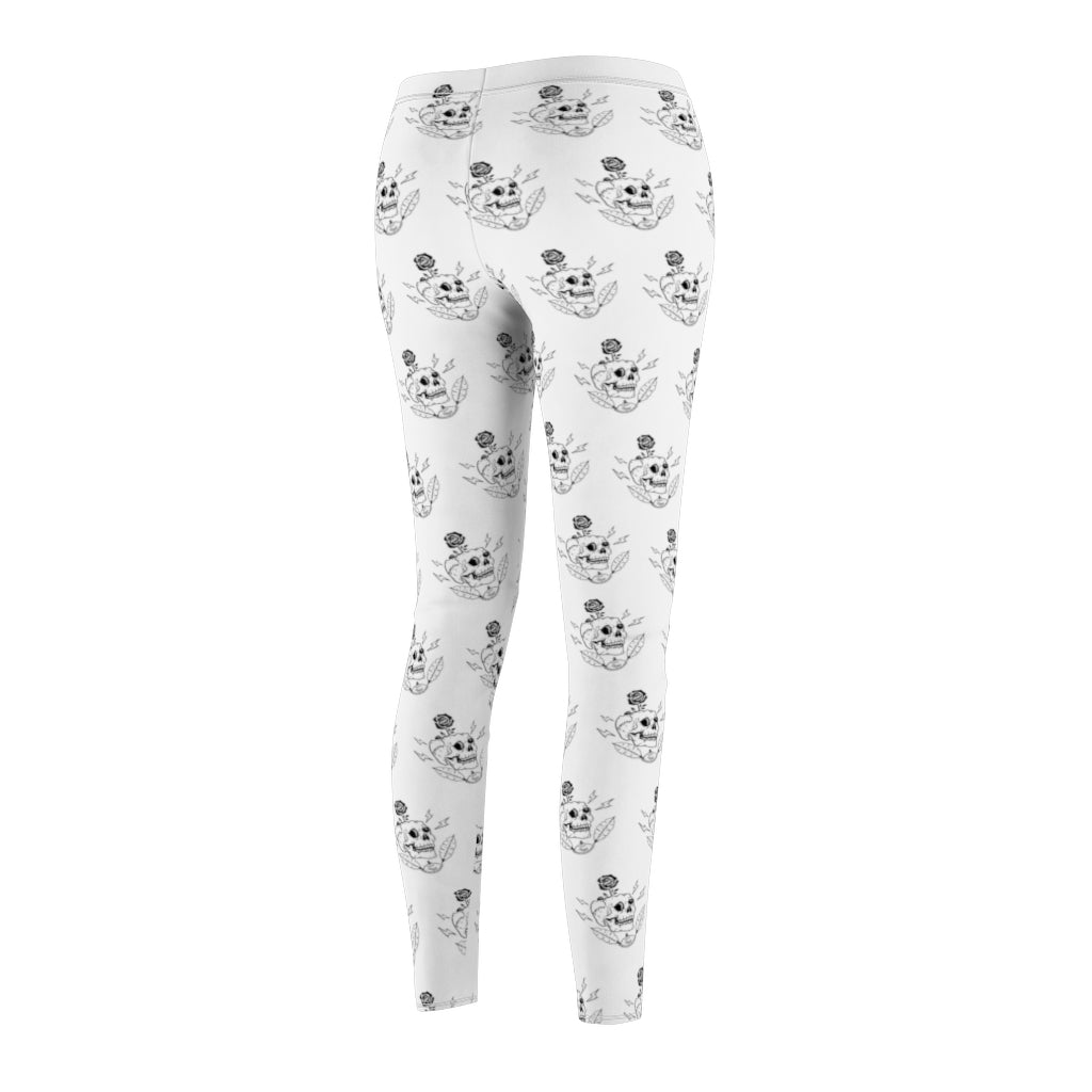 Skull with a Rose Women's Cut & Sew Casual Leggings