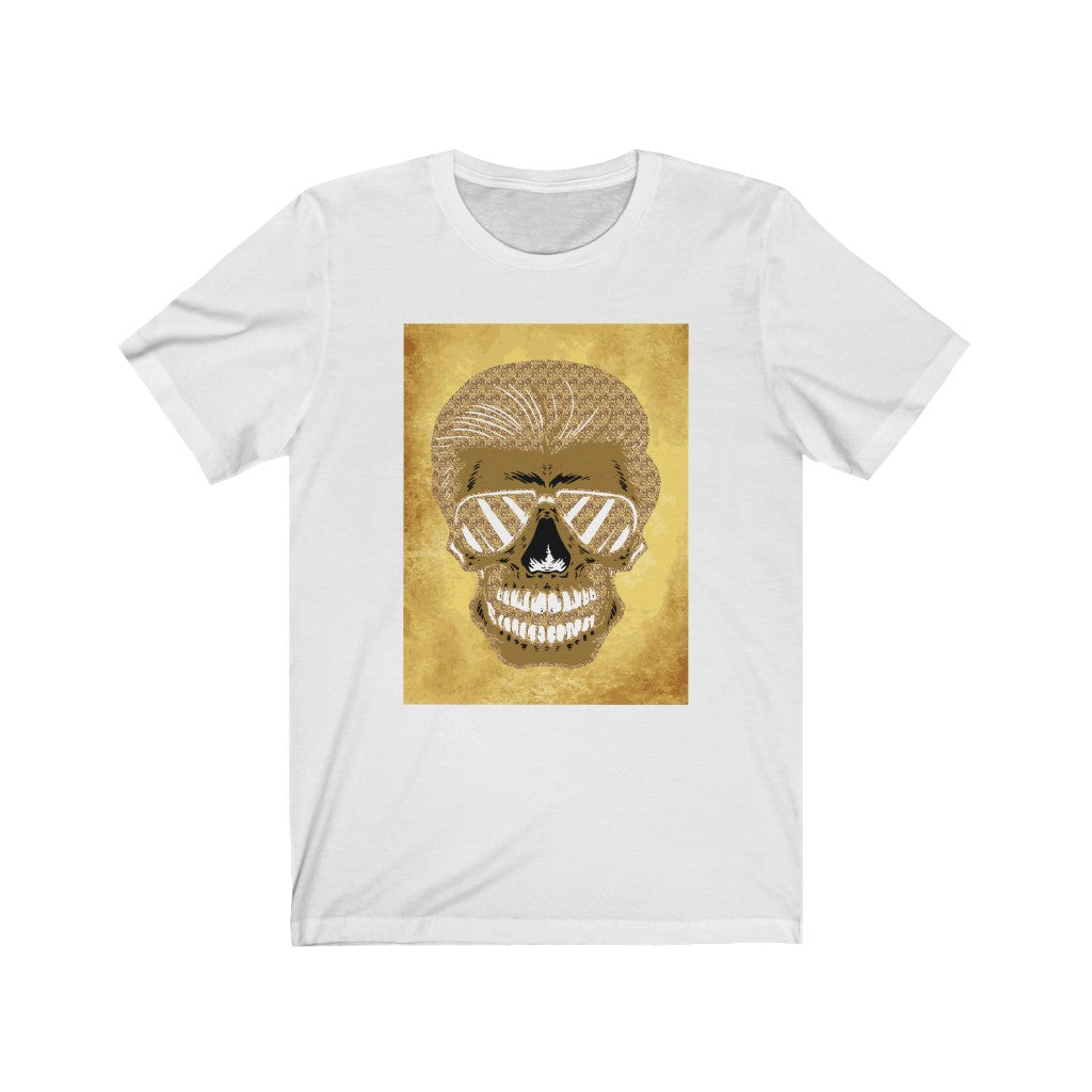 Cool Skull Shirt in Golden Shades Unisex Jersey Short Sleeve Tee