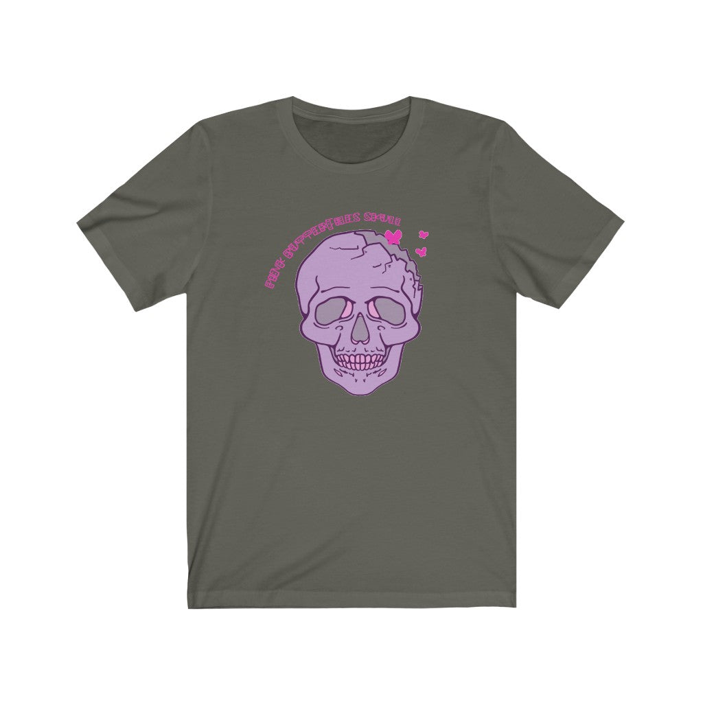 Purple Skull Shirt Pink Butterflies Unisex Jersey Short Sleeve Tee