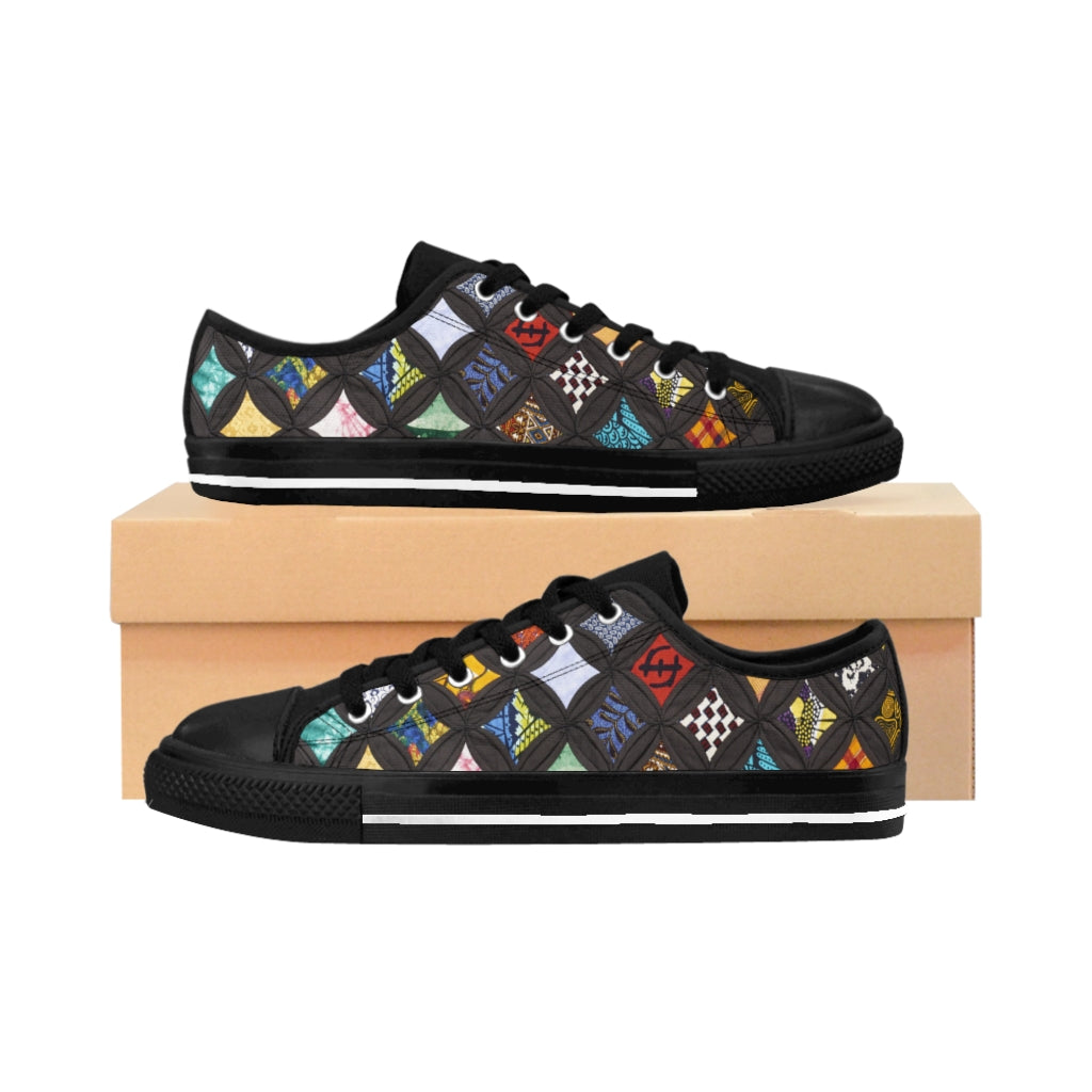 Window Cathedral Quilt Colorful Women's Sneakers