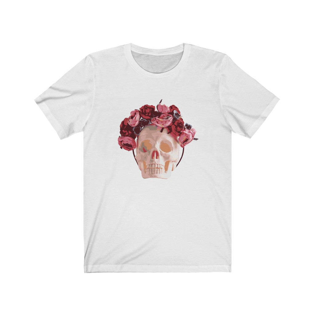 Skull Shirt in Pink and Red Wreath Unisex Jersey Short Sleeve Tee