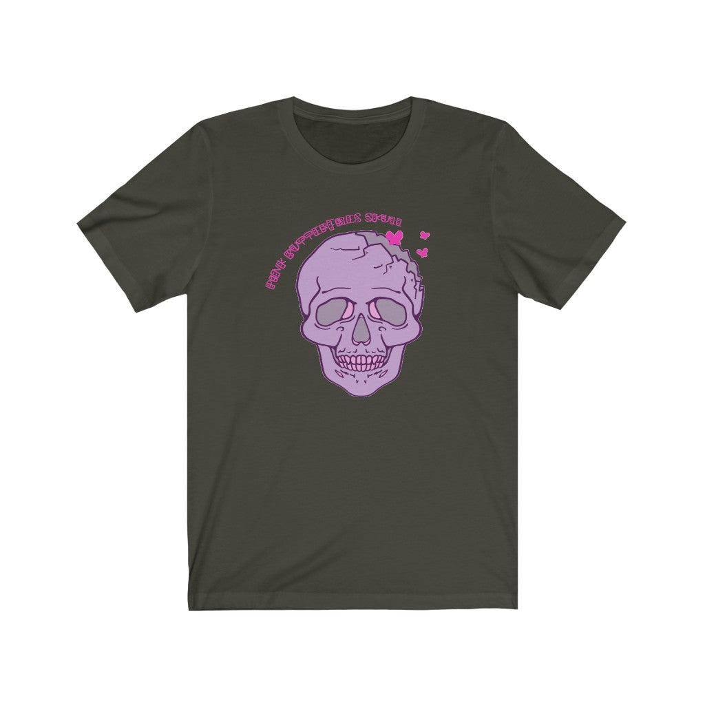 Purple Skull Shirt Pink Butterflies Unisex Jersey Short Sleeve Tee