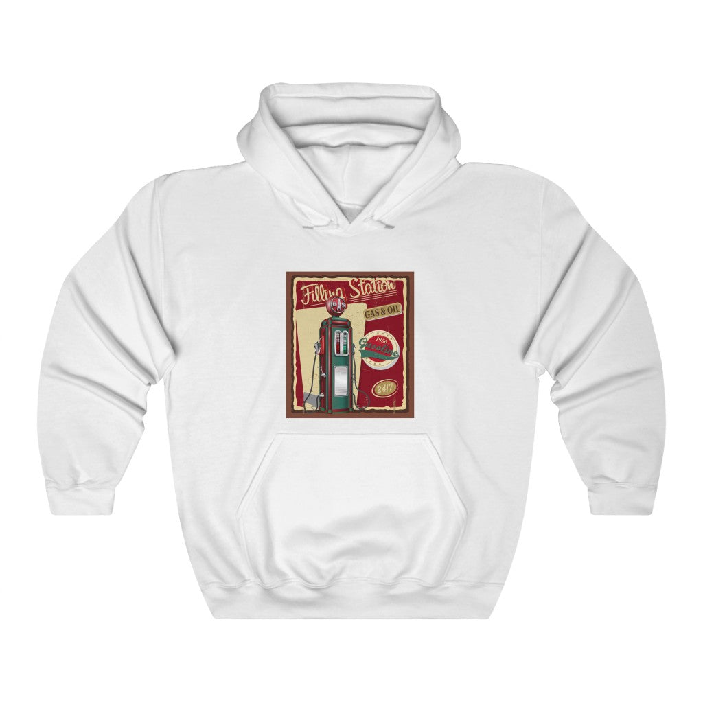 Filling Station GAS GAS & OIL 1956 Gasoline 24/7 Unisex Heavy Blend™ Hooded Sweatshirt