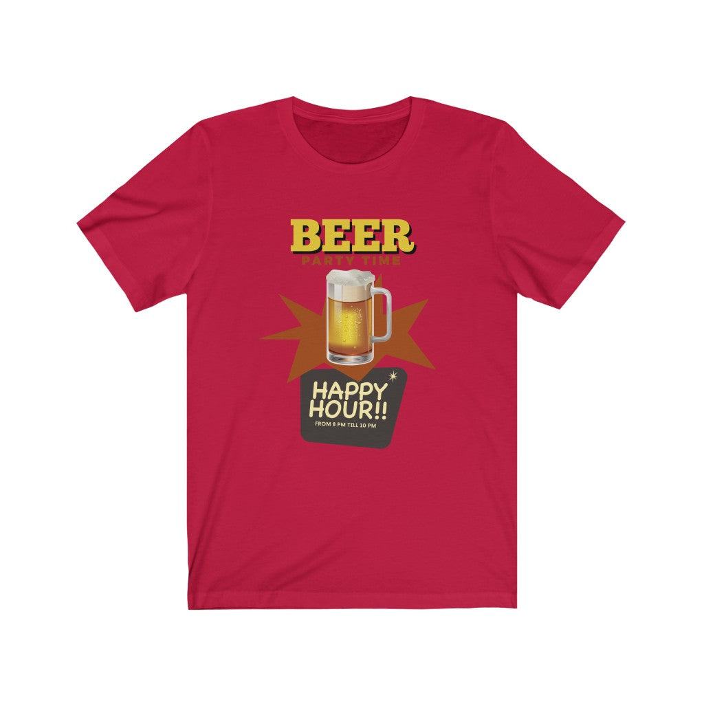 Beer Party Time Happy Hour Unisex Jersey Short Sleeve Tee