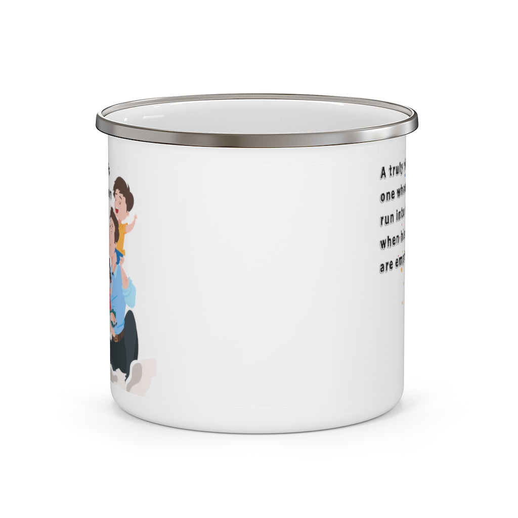 A Truly Rich Man is the One Whose Children Run Into His Arms when His Hands Are Empty Father's Day Enamel Camping Mug