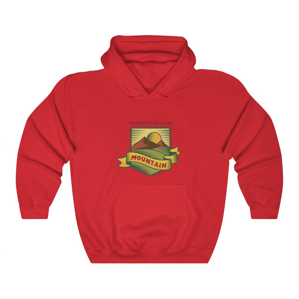 The Mountains are Calling Mountain Badge Unisex Heavy Blend™ Hooded Sweatshirt