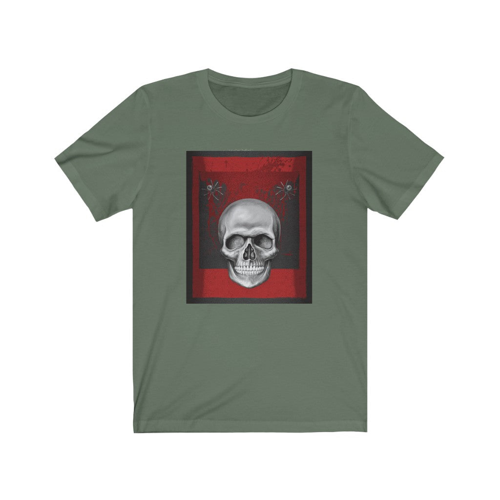 Skull Shirt with Spiders in Red Unisex Jersey Short Sleeve Tee