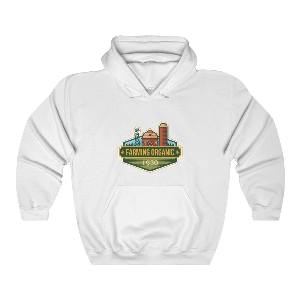 Farming Organic 1930 Badge Unisex Heavy Blend™ Hooded Sweatshirt