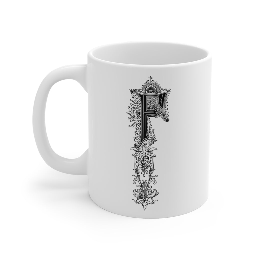 Monogram Initial Letter F Ceramic Coffee Mug 11oz