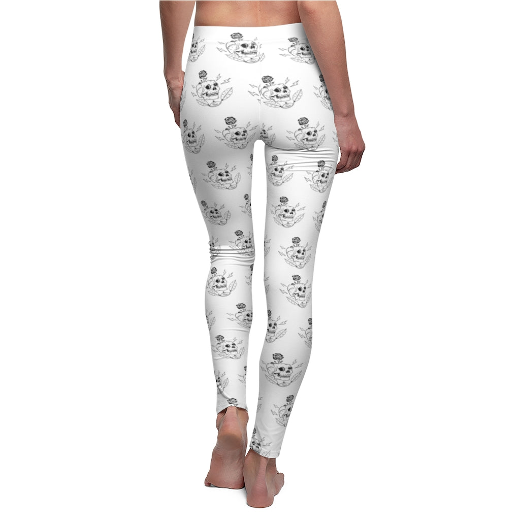 Skull with a Rose Women's Cut & Sew Casual Leggings