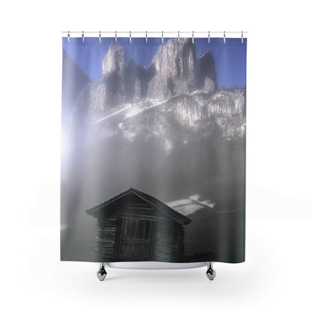 Farmhouse in the Dolomites Mountain Shower Curtain