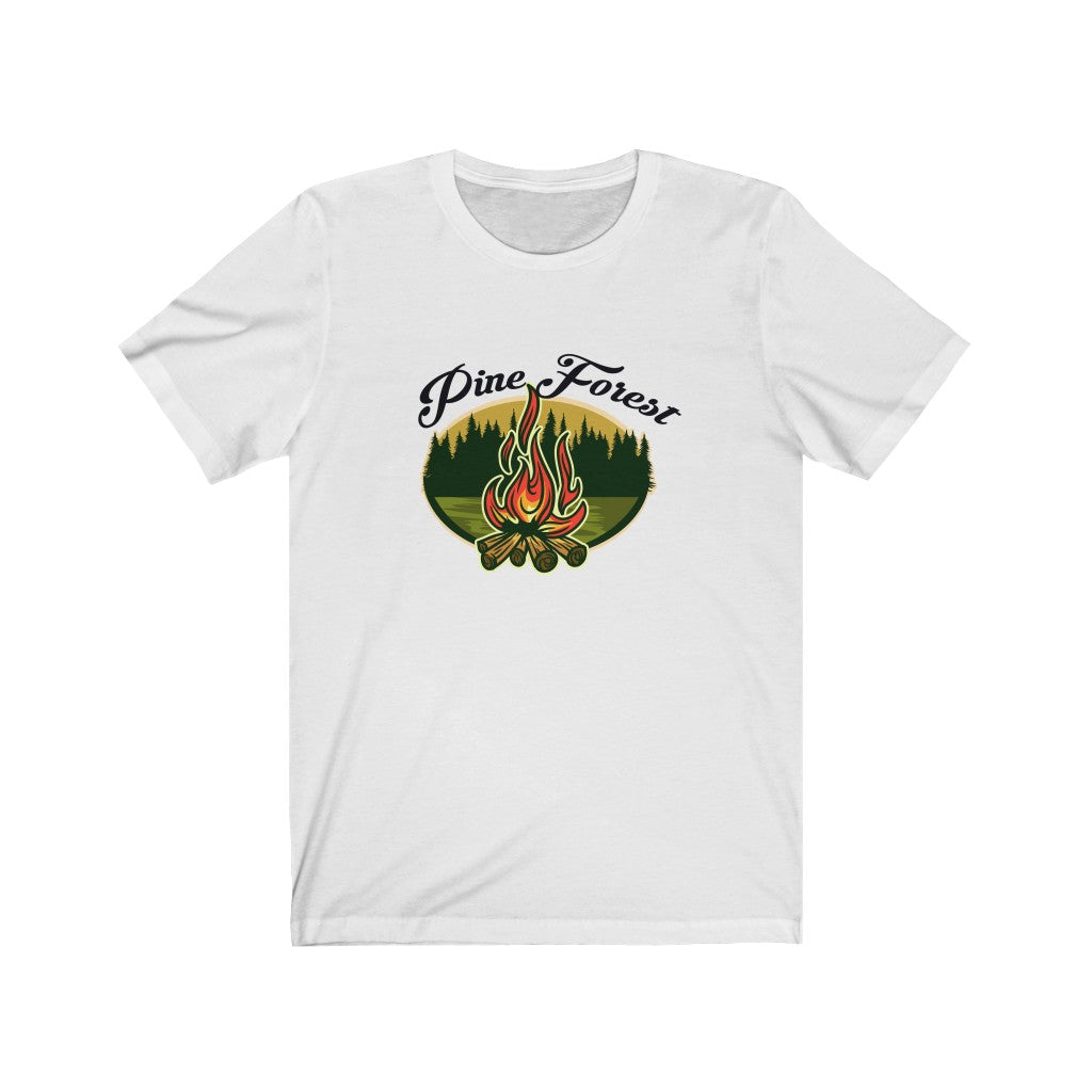 Pine Forest Campfire Unisex Jersey Short Sleeve Tee