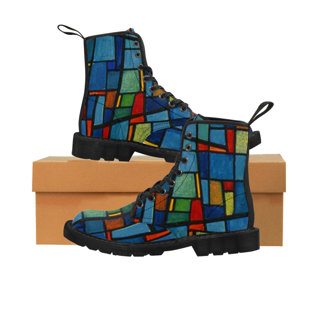 Abstract Art Stained Glass Window Women's Canvas Boots
