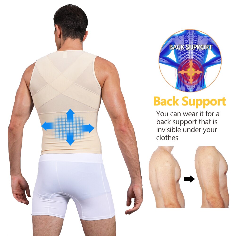 Men's Shapewear Bodysuit Full Body Shaper with Zipper Compression Slimming Suit Breathable Shirt Slim Mens Shapers