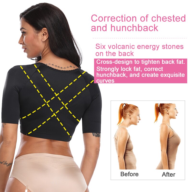 Upper Arm Compression Sleeves Post Surgery Top Body Shaper for Women Posture Corrector Crop Top Arm Shaper