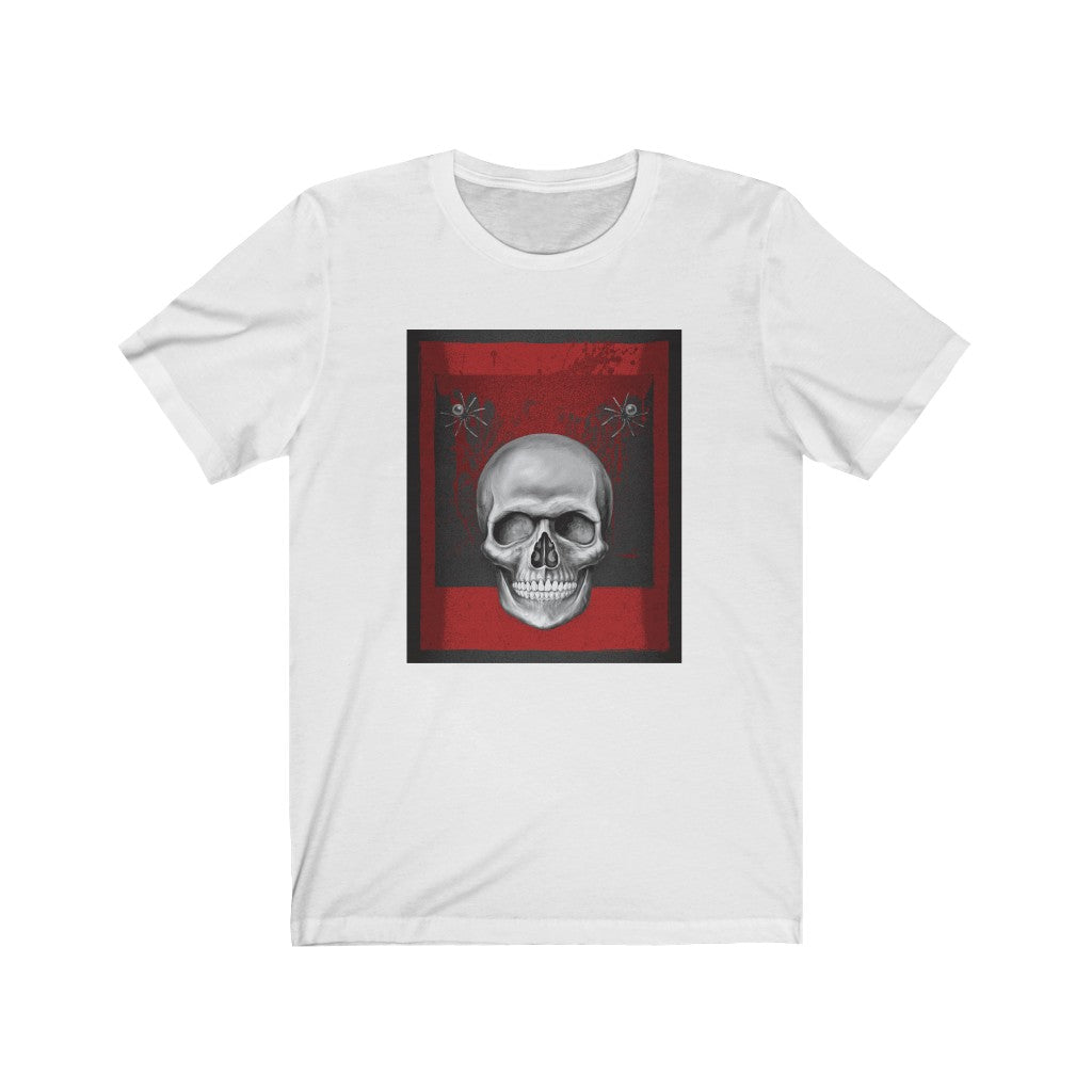 Skull Shirt with Spiders in Red Unisex Jersey Short Sleeve Tee