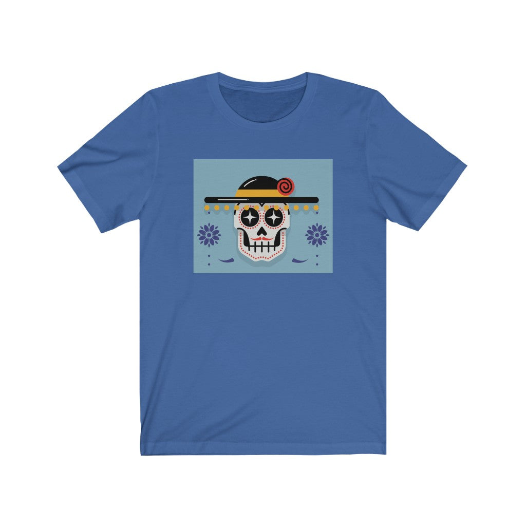 Blue Sugar Skull Shirt Unisex Jersey Short Sleeve Tee
