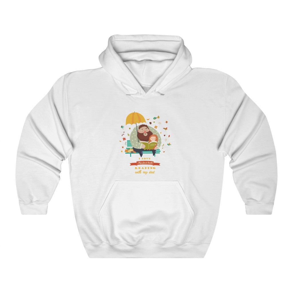I LOVE My first book Reading with my dad Unisex Heavy Blend™ Hooded Sweatshirt