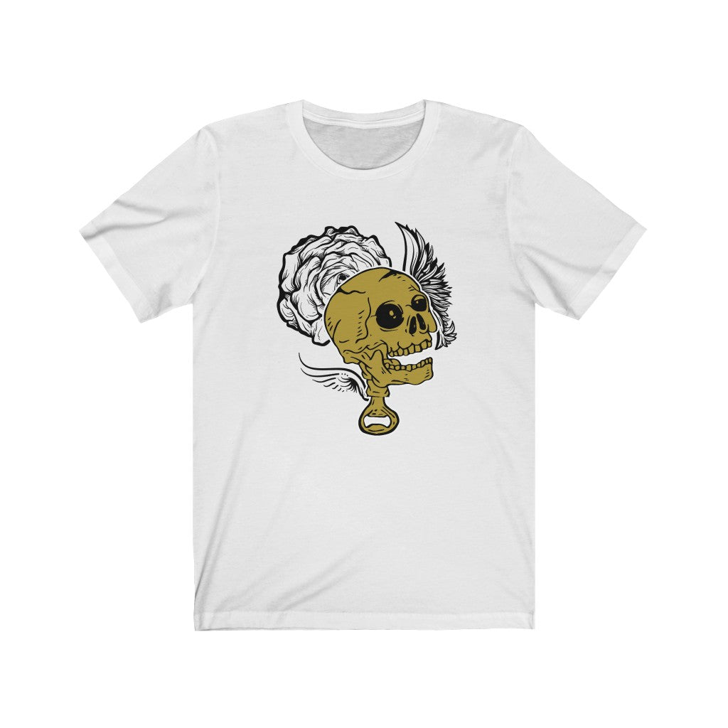 Skull Shirt with Flower and Wings Unisex Jersey Short Sleeve Tee