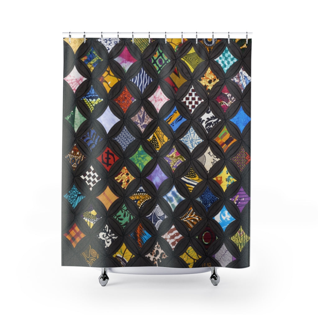 Cathedral Window Quilt Colorful Shower Curtain