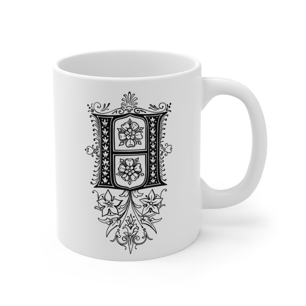 Monogram Initial Letter H Ceramic Coffee Mug 11oz