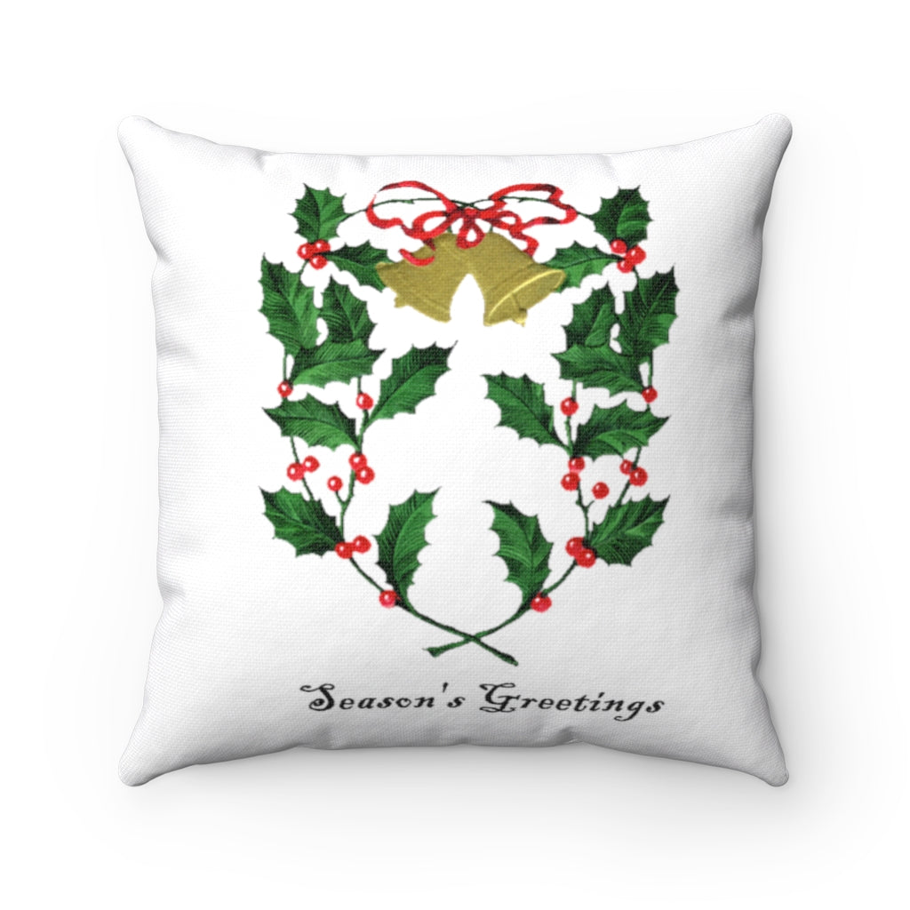 Season's Greetings Vintage Christmas Decor Spun Polyester Square Throw Pillow