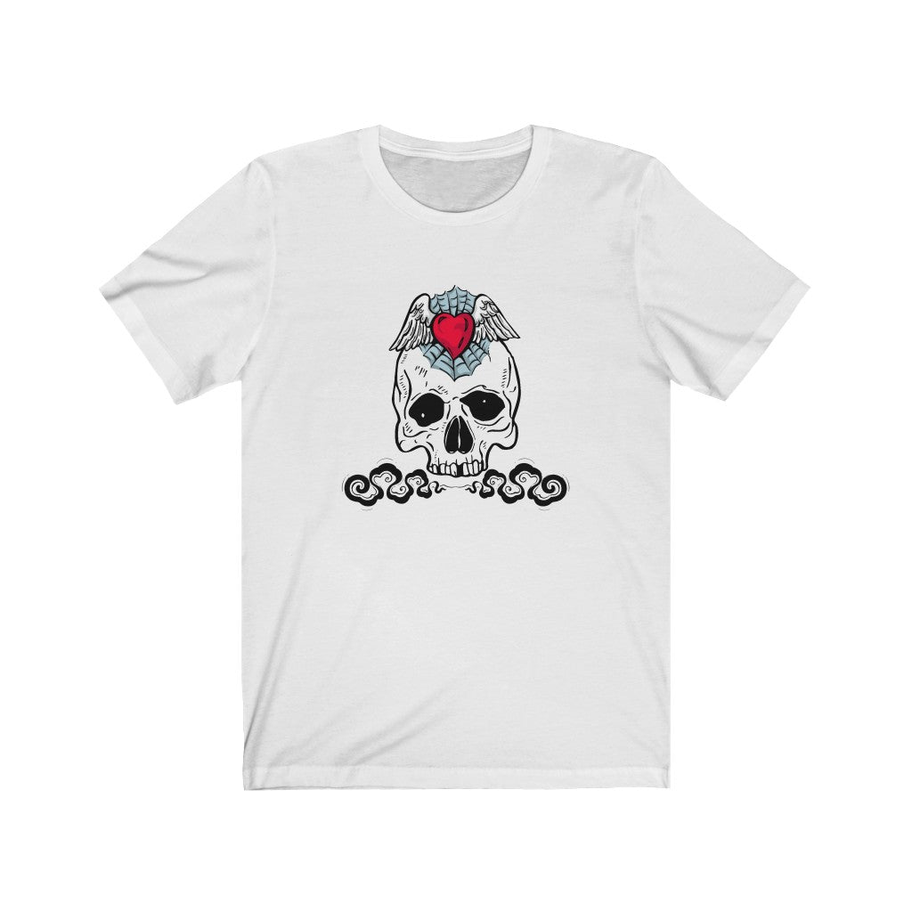 Skull Shirt with Hear Wings Unisex Jersey Short Sleeve Tee