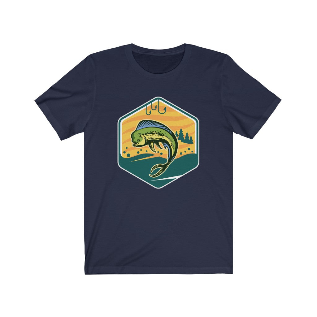 Green Fish with Blue Fins Unisex Jersey Short Sleeve Tee