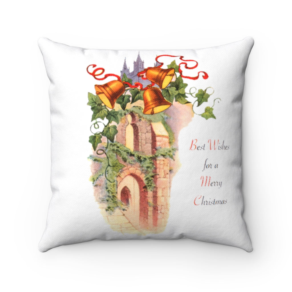 Best Wishes for a Merry Christmas Spun Polyester Square Throw Pillow