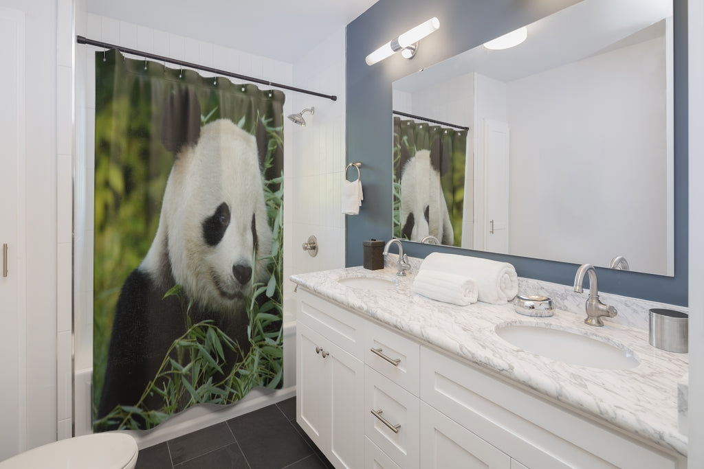 Giant Panda Eating Bamboo Shower Curtain