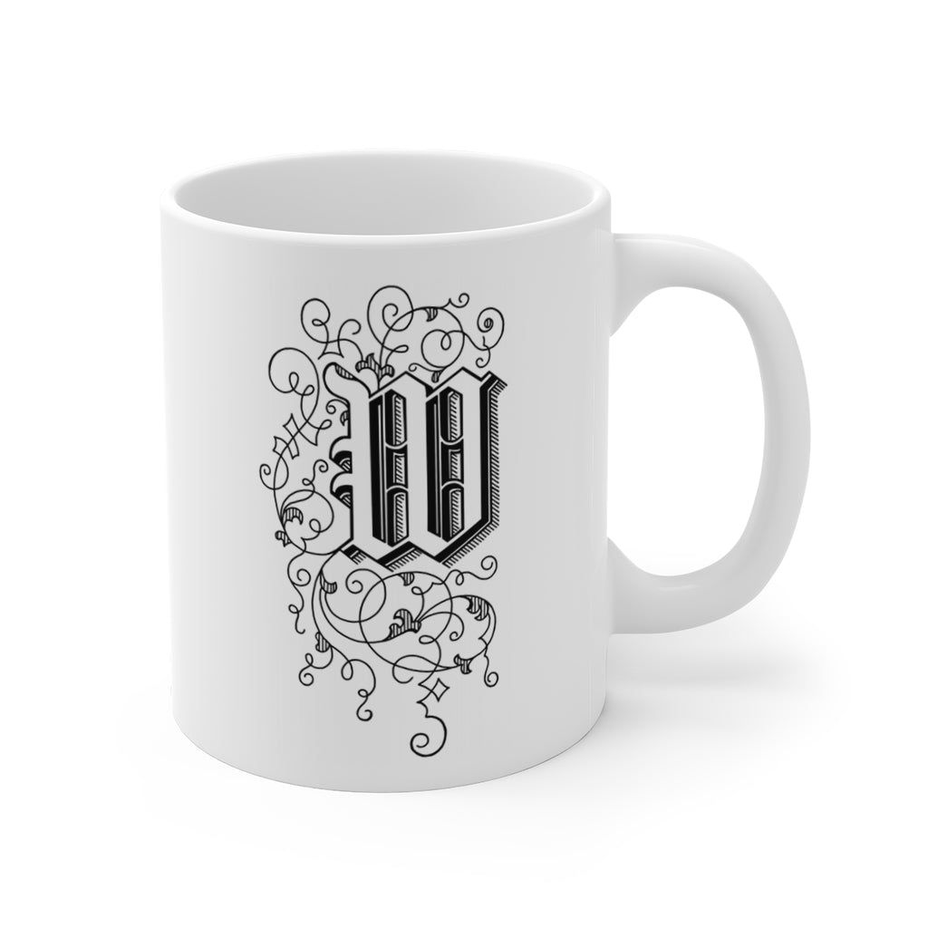 Monogram Initial Letter W Ceramic Coffee Mug 11oz
