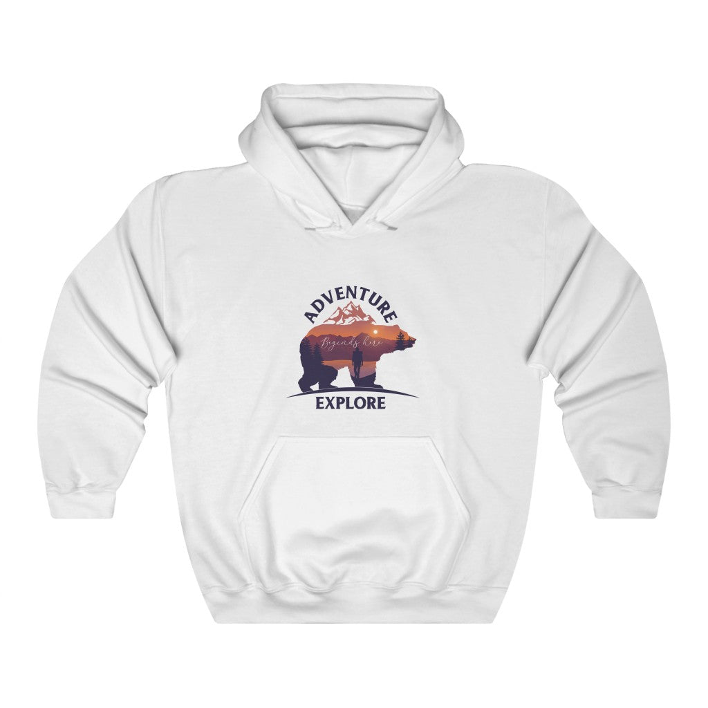 Adventure 3: Adventure Begins Here Explore Unisex Heavy Blend™ Hooded Sweatshirt