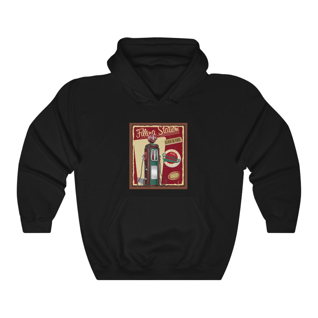 Filling Station GAS GAS & OIL 1956 Gasoline 24/7 Unisex Heavy Blend™ Hooded Sweatshirt