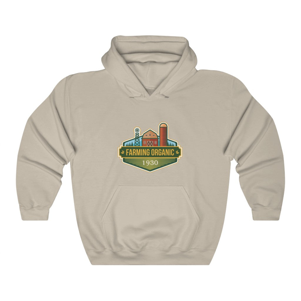 Farming Organic 1930 Badge Unisex Heavy Blend™ Hooded Sweatshirt