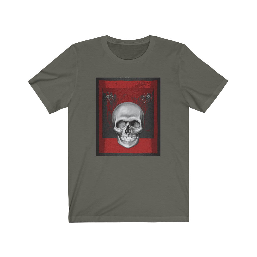 Skull Shirt with Spiders in Red Unisex Jersey Short Sleeve Tee